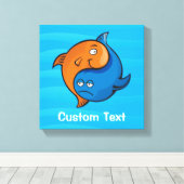 Yin Yang Fish Cartoon Canvas Afdruk (Insitu (Houten vloer))