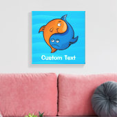 Yin Yang Fish Cartoon Canvas Afdruk (Insitu (Woonkamer))