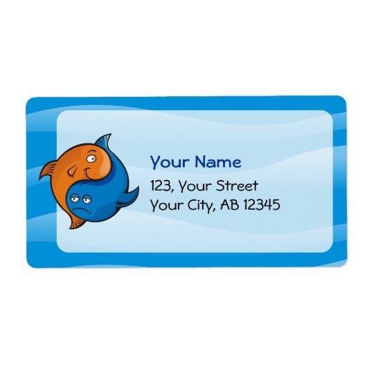 Yin Yang Fish Cartoon Etiket (Voorkant)