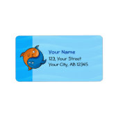 Yin Yang Fish Cartoon Etiket (Voorkant)