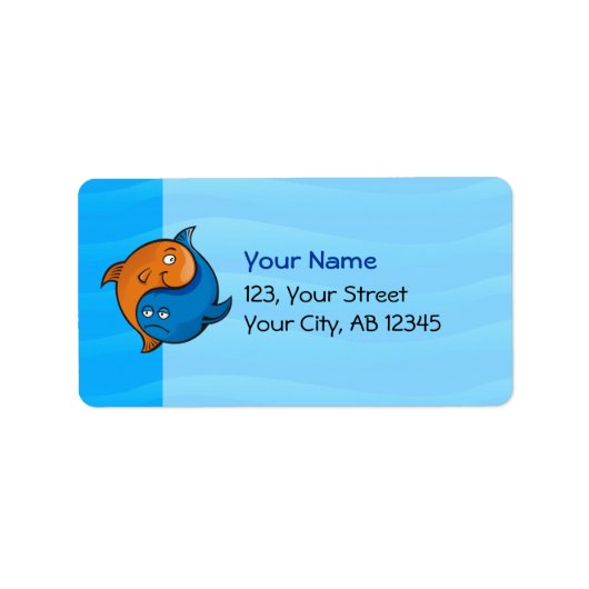 Yin Yang Fish Cartoon Etiket (Voorkant)