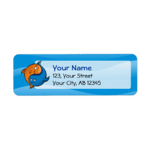 Yin Yang Fish Cartoon Etiket