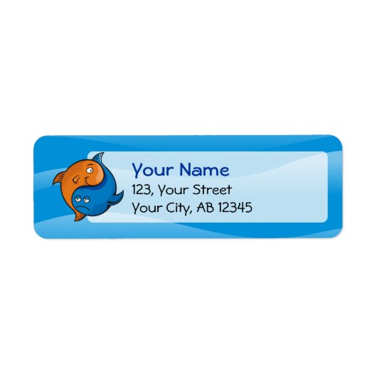 Yin Yang Fish Cartoon Etiket (Voorkant)
