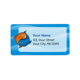 Yin Yang Fish Cartoon Etiket
