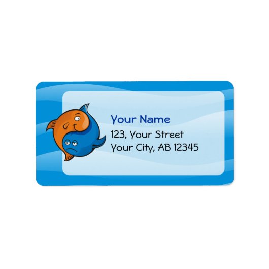 Yin Yang Fish Cartoon Etiket (Voorkant)