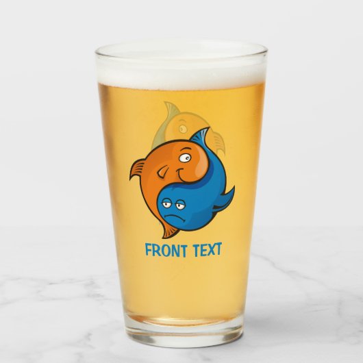 Yin Yang Fish Cartoon Glas (Voorkant gevuld)