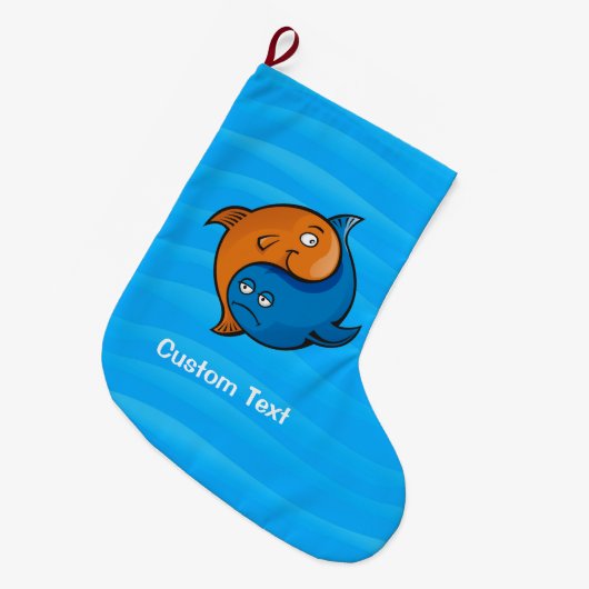 Yin Yang Fish Cartoon Grote Kerstsok (Voorkant (Hangend))