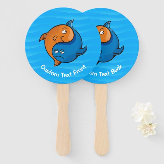 Yin Yang Fish Cartoon Handwaaier (Voorkant en achterkant)