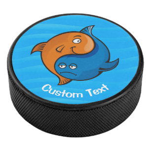 Yin Yang Fish Cartoon Hockey Puck