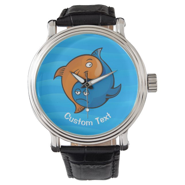 Yin Yang Fish Cartoon Horloge (Voorkant)