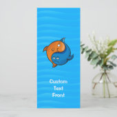 Yin Yang Fish Cartoon Kaart (Staand voorkant)
