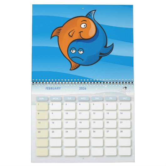 Yin Yang Fish Cartoon Kalender (Feb 2026)