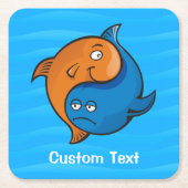 Yin Yang Fish Cartoon Kartonnen Onderzetters (Voorkant)