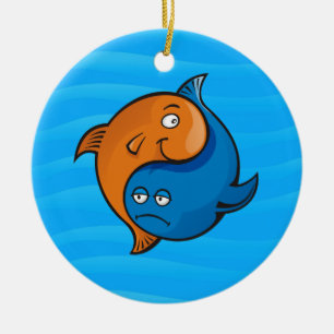 Yin Yang Fish Cartoon Keramisch Ornament