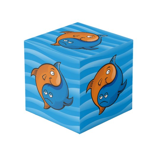 Yin Yang Fish Cartoon Kubus (Voorkant hoekig)