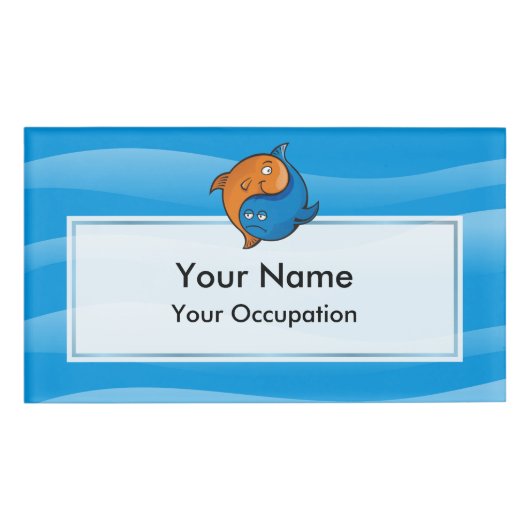 Yin Yang Fish Cartoon Naam Tag (Voorkant)