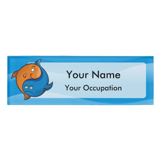Yin Yang Fish Cartoon Naam Tag (Voorkant)