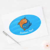 Yin Yang Fish Cartoon Ovale Sticker (Envelop)