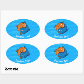 Yin Yang Fish Cartoon Ovale Sticker (Vel)