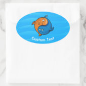 Yin Yang Fish Cartoon Ovale Sticker (Tas)
