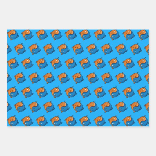 Yin Yang Fish Cartoon Pattern Inpakpapier Vel (Voorkant)