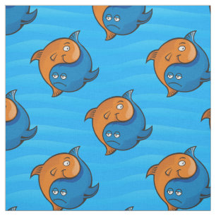 Yin Yang Fish Cartoon Pattern Stof