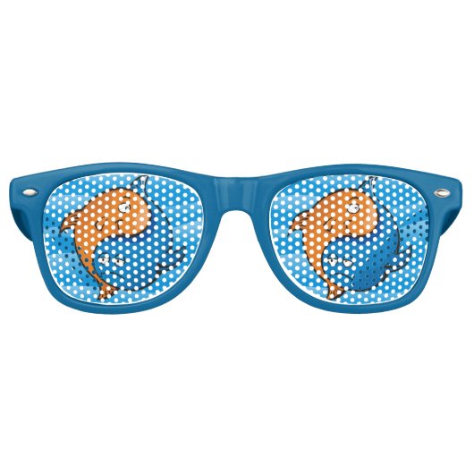 Yin Yang Fish Cartoon Retro Zonnebril (Voorkant)