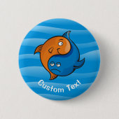 Yin Yang Fish Cartoon Ronde Button 5,7 Cm (Voorkant)