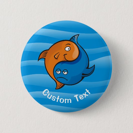 Yin Yang Fish Cartoon Ronde Button 5,7 Cm (Voorkant)