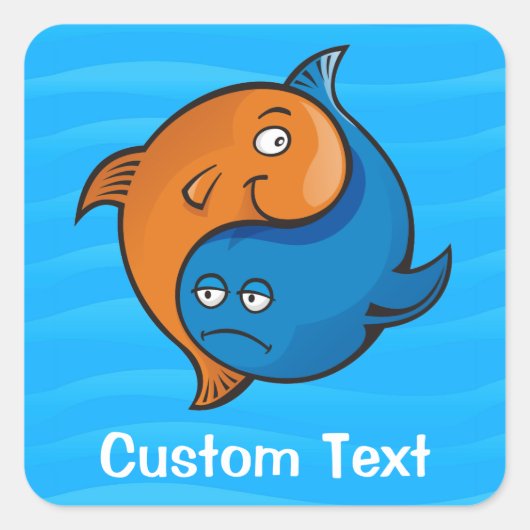 Yin Yang Fish Cartoon Vierkante Sticker (Voorkant)