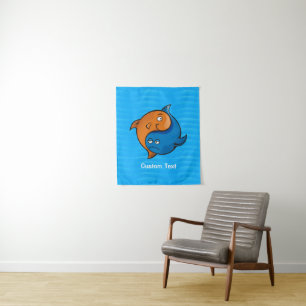 Yin Yang Fish Cartoon Wandkleed