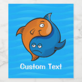 Yin Yang Fish Cartoon Wijn Etiket (Enkel label)