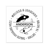 Yin-Yang Fish Couple Family Round Address Zelfinktende Stempel (Design)