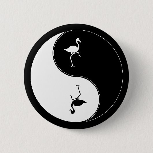 Yin Yang Flamingo Ronde Button 5,7 Cm (Voorkant)
