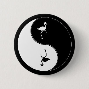Yin Yang Flamingo Ronde Button 5,7 Cm