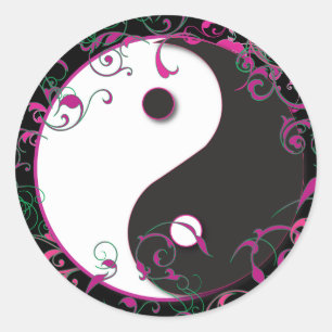 Yin & Yang Floral Design Ronde Sticker