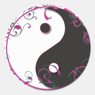 Yin & Yang Floral Design Ronde Sticker