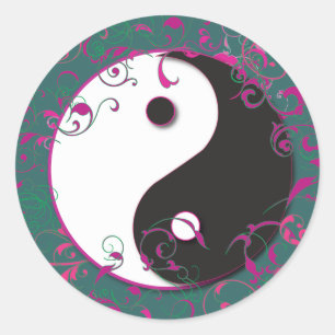 Yin & Yang Floral Design Ronde Sticker