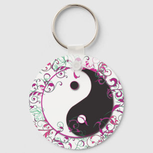 Yin & Yang Floral Design Sleutelhanger