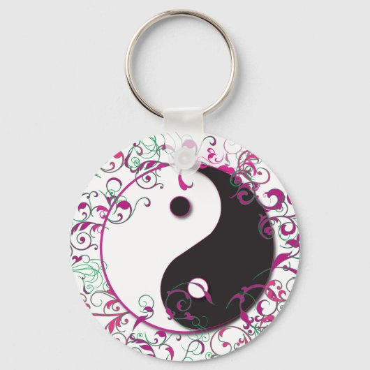 Yin & Yang Floral Design Sleutelhanger (Voorkant)
