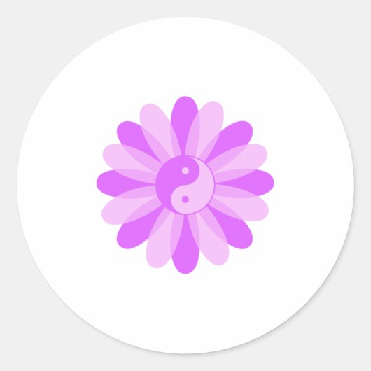 Yin Yang Floral Ronde Sticker (Voorkant)