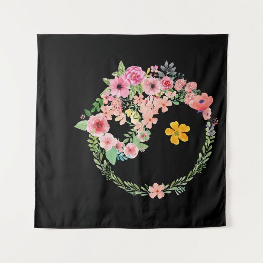 Yin Yang Floral Wandkleed (Voorkant (horizontaal))