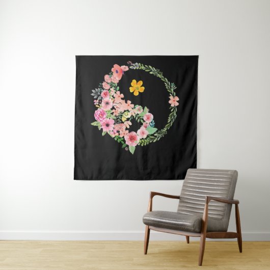 Yin Yang Floral Wandkleed (In situ)