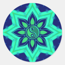 Yin Yang Flower Star-Sticker Ronde Sticker