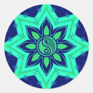 Yin Yang Flower Star-Sticker Ronde Sticker