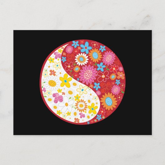 Yin Yang Flowers Briefkaart (Voorkant)