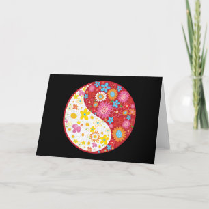 Yin Yang Flowers Greeting Card Kaart