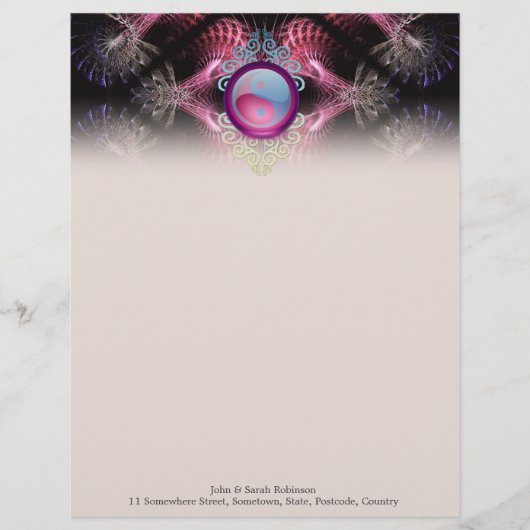 Yin Yang Fractal Artistry #003 Letterhead Briefhoofd Sjabloon (Voorkant)