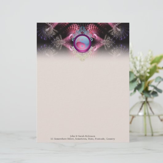 Yin Yang Fractal Artistry #003 Letterhead Briefhoofd Sjabloon (Staand voorkant)
