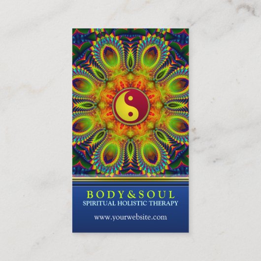 YIN YANG Fractal Peacock Mandala New age Visitekaartje (Achterkant)